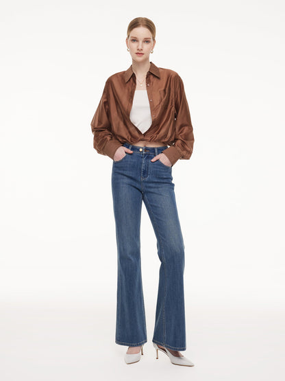 Tencel Blend Mock Layered Women Shirt