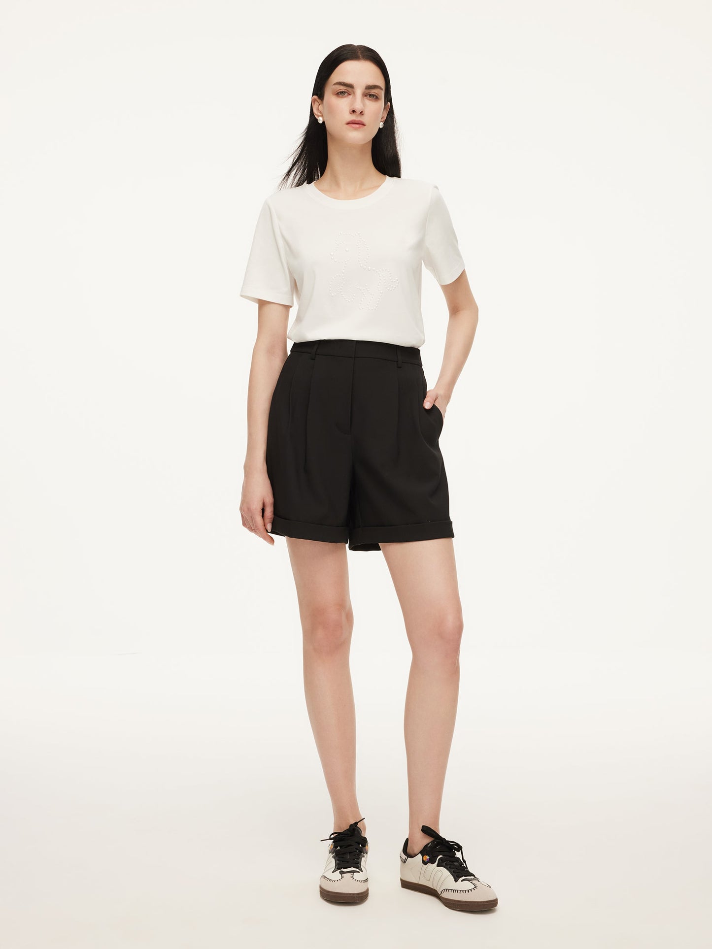 Stretch Adjustable Waist Women A-Line Shorts