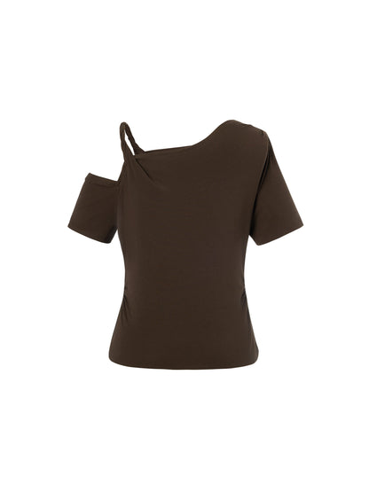Tencel Blend Stretch One-Shoulder Women Knit Top