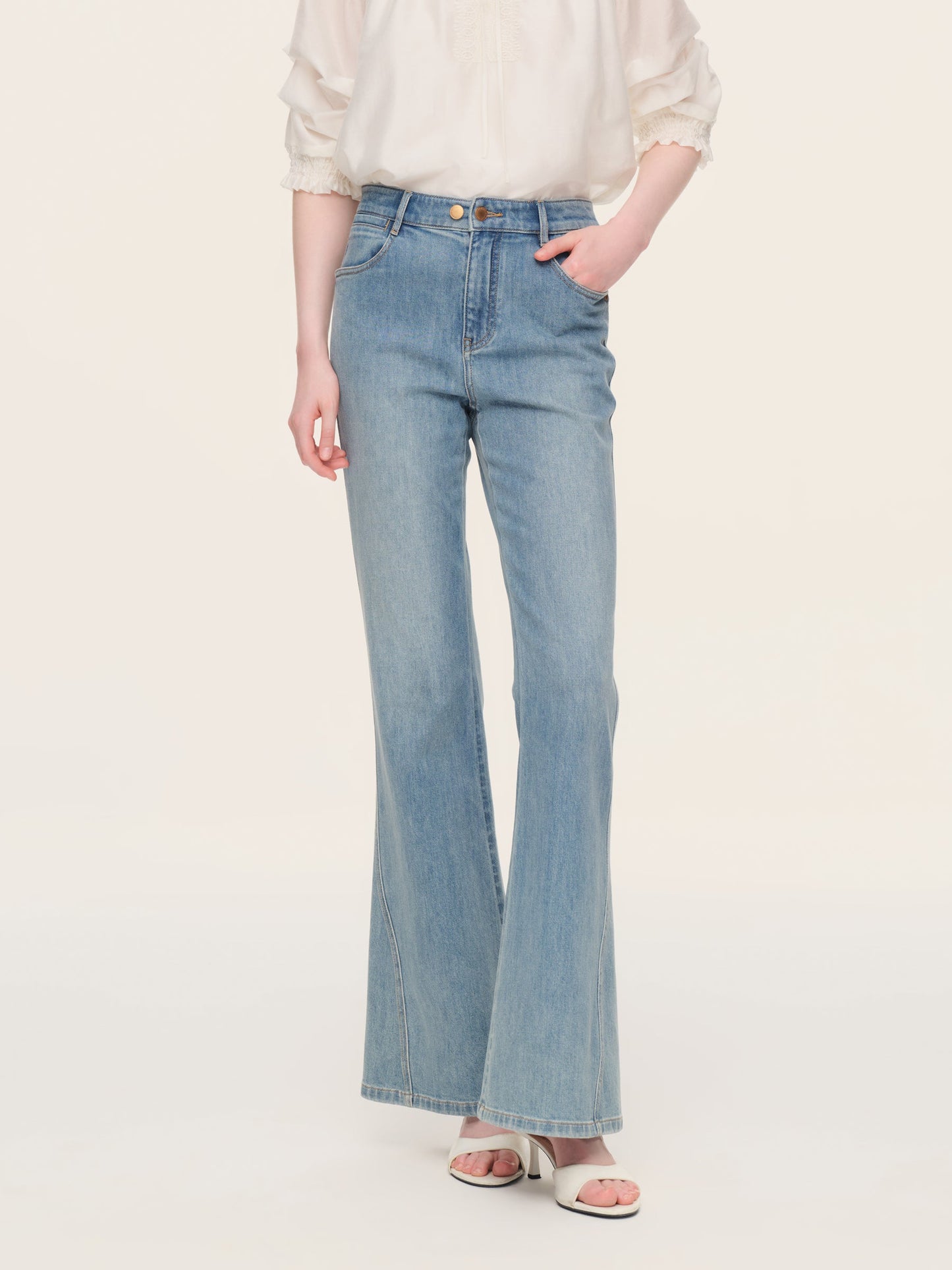 Cotton Denim Stretch Women Flared Jeans