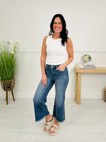 Can't Get Enough Cropped Wide Leg Tummy Control Jeans