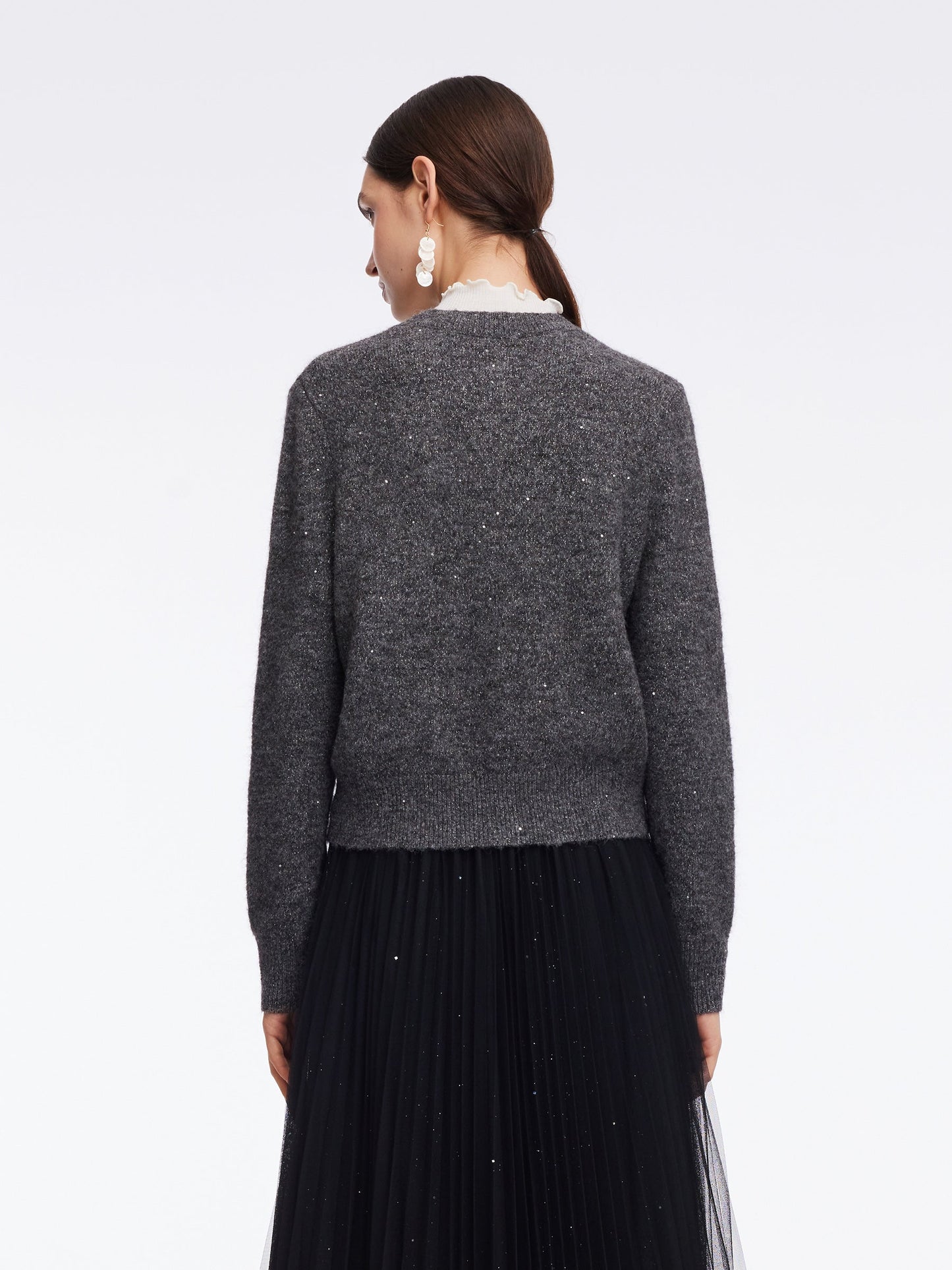 Mohair Wool Blend Sequins Women Cardigan