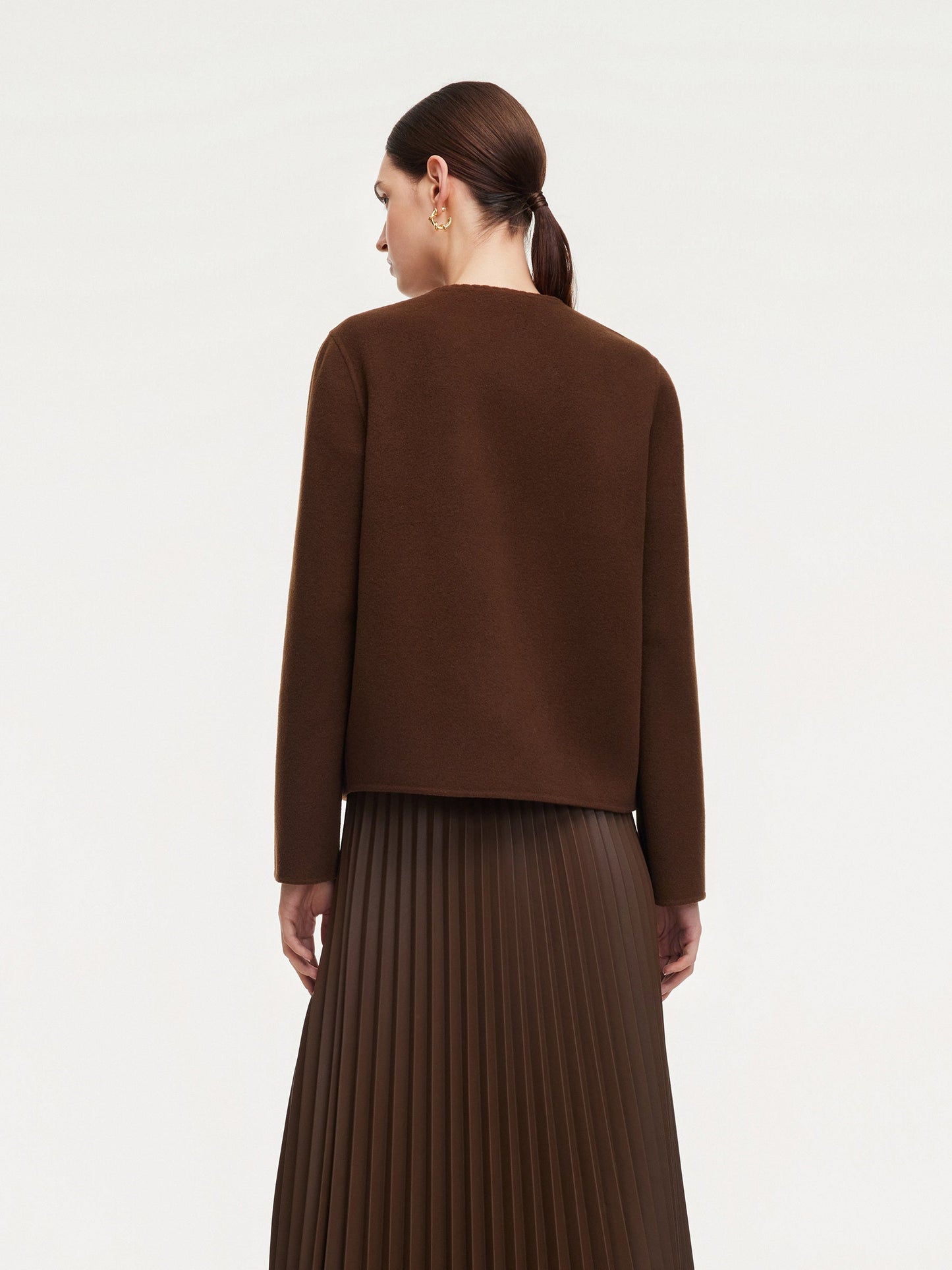 Cashmere Wool Blend Double-Faced Women Cropped Jacket