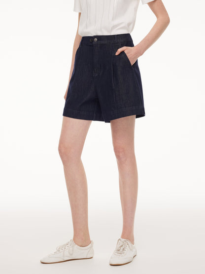 Stretchy Denim Adjustable Waist Women Shorts