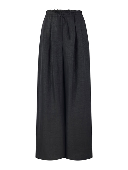 18MM Gambiered Canton Gauze Women Drawstring Waist Wide Leg Pants