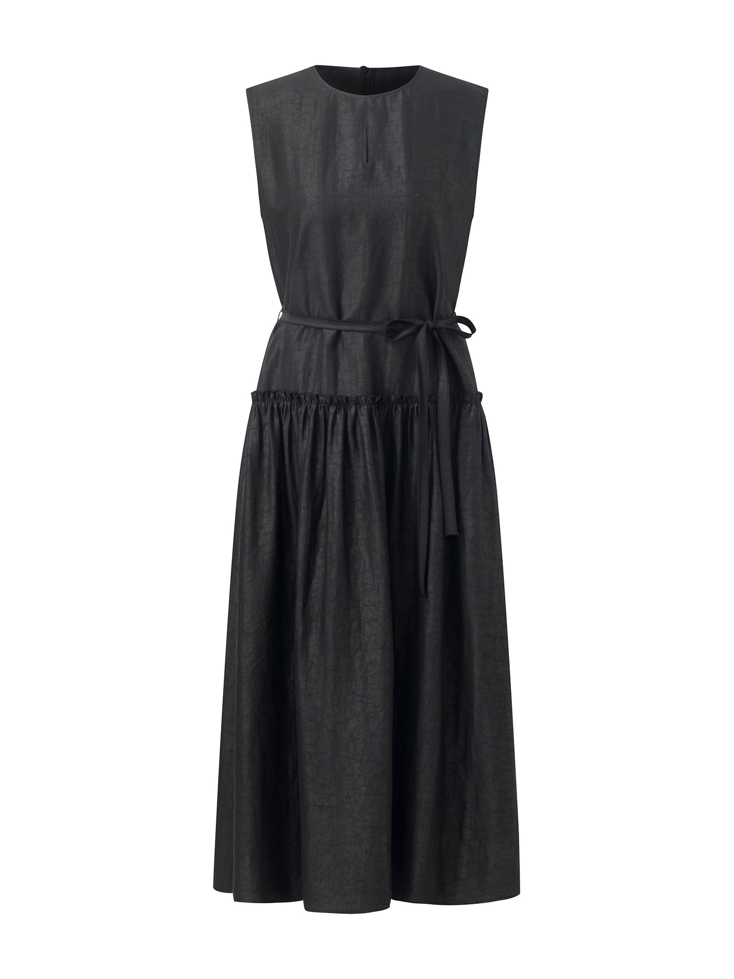 18MM Xiang Yun Silk Sleeveless Women Self-Tie Belt Maxi Dress