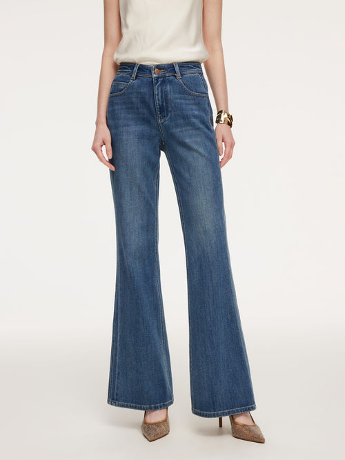 Lyocell Blend Four-Way Stretch Women Flared Jeans