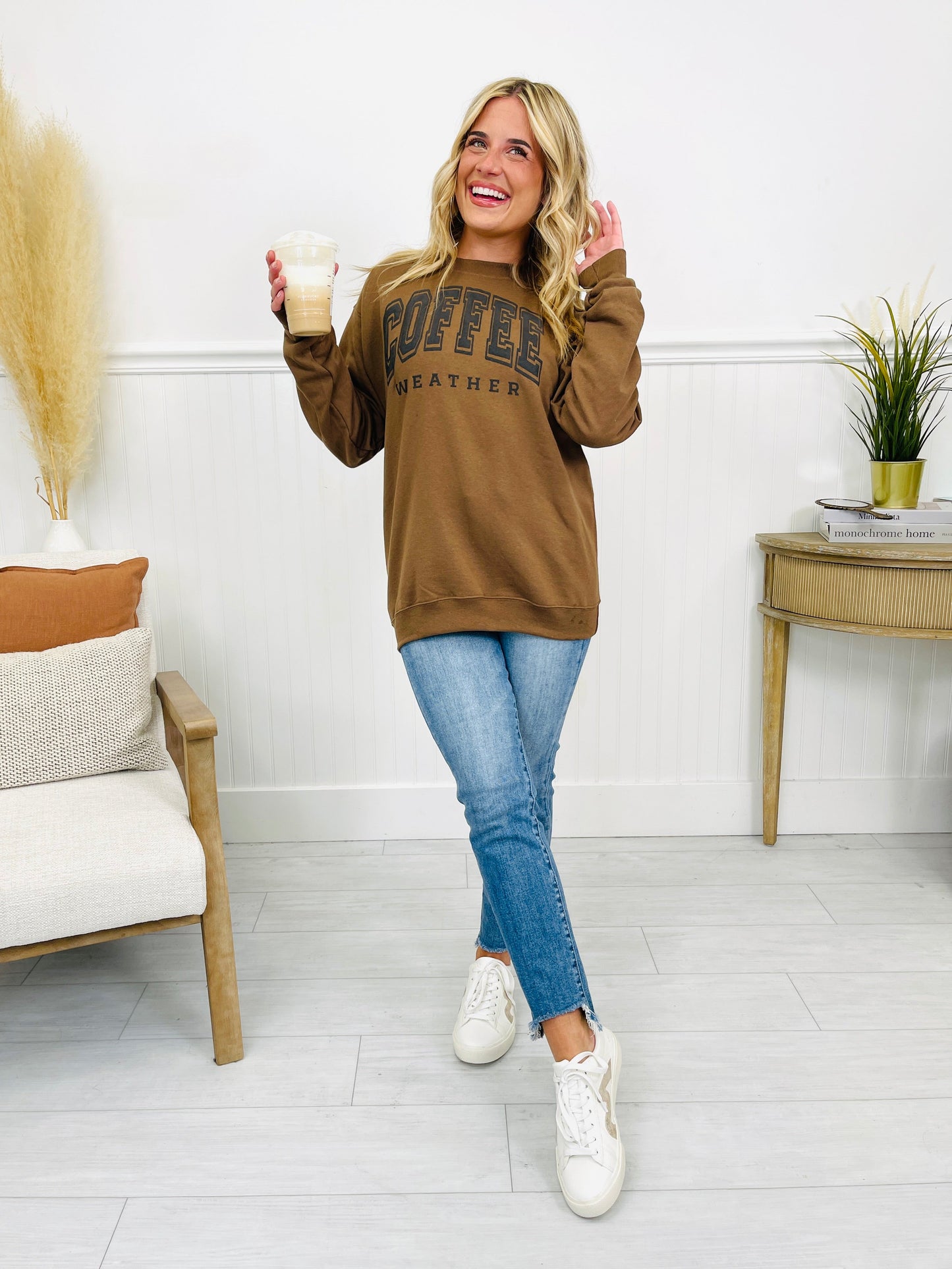 Coffee Weather Crewneck Sweatshirt in Chocolate