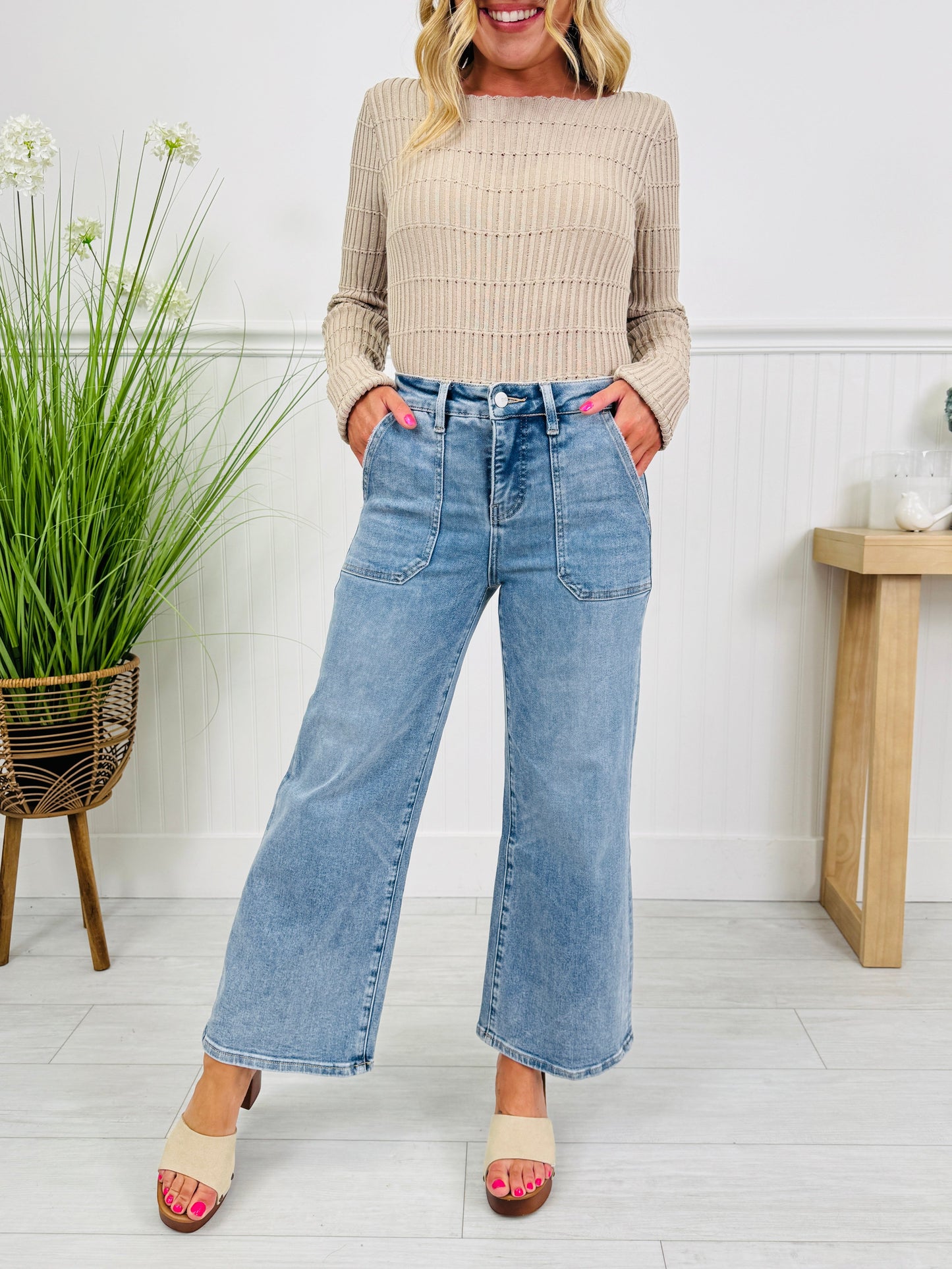 Style Standard Tummy Control Cropped Wide Leg Jeans In Multiple Inseams