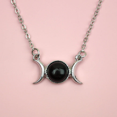 Black Agate Moon Necklace