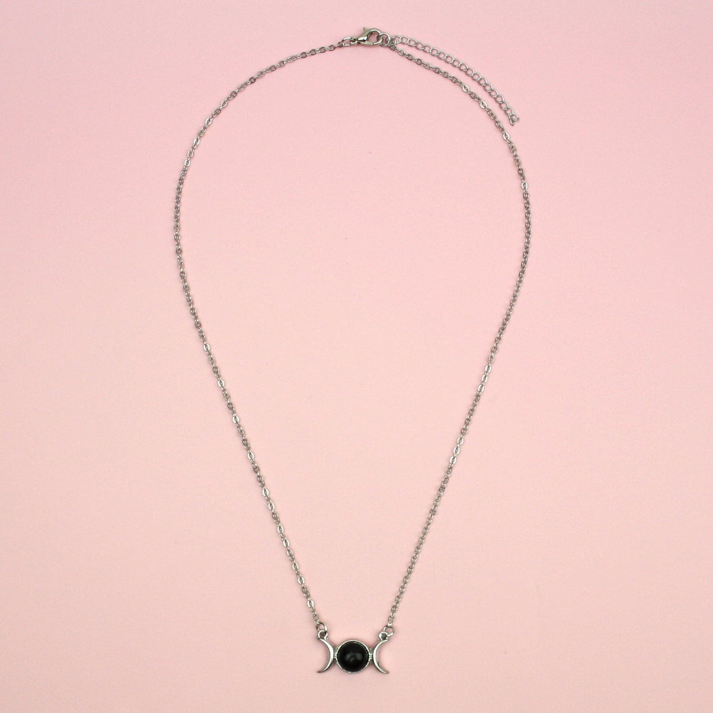 Black Agate Moon Necklace