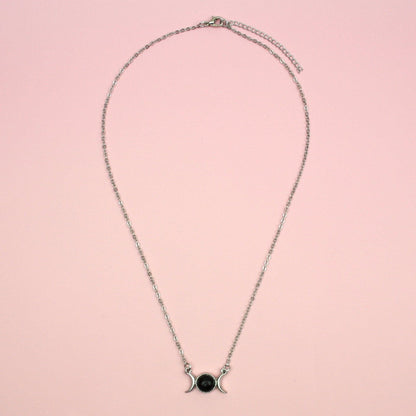 Black Agate Moon Necklace