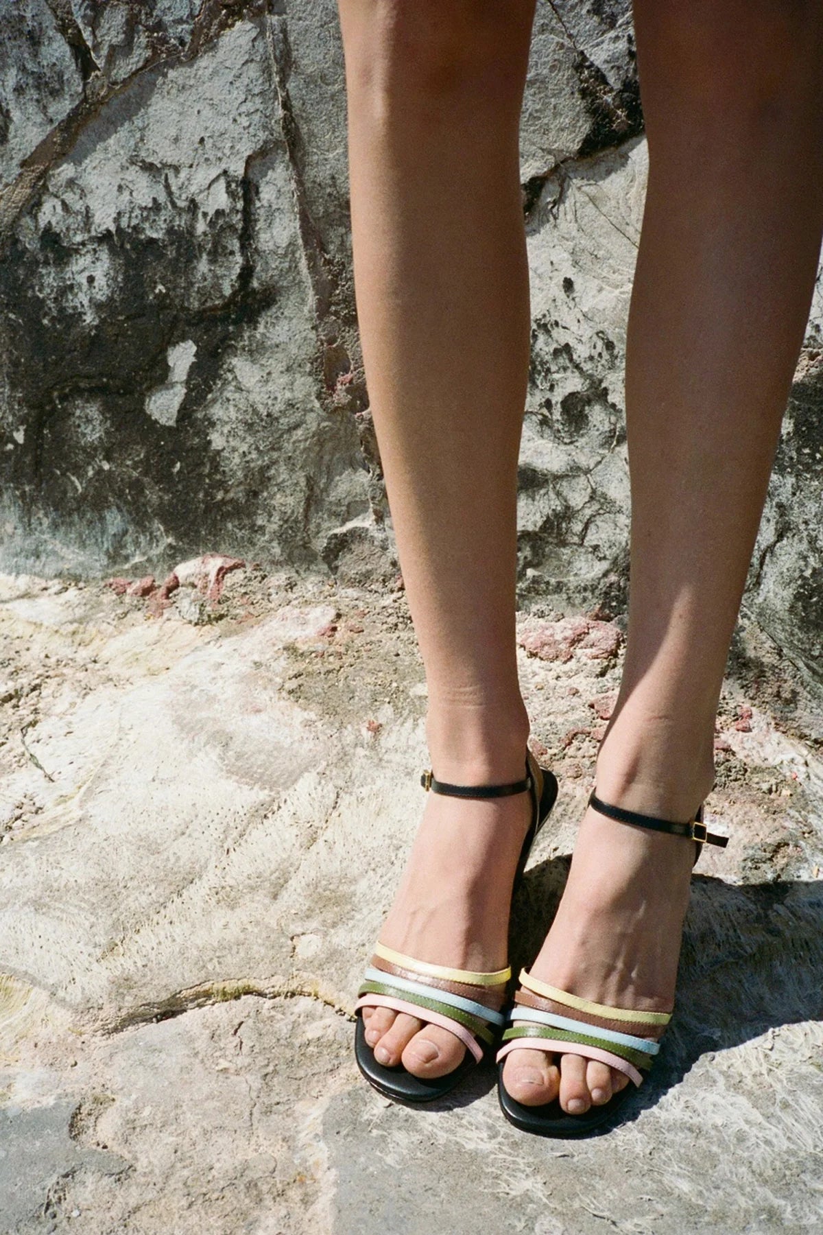 Larroudé x Ciao Lucia: Daiana Wedge Sandal Black Leather