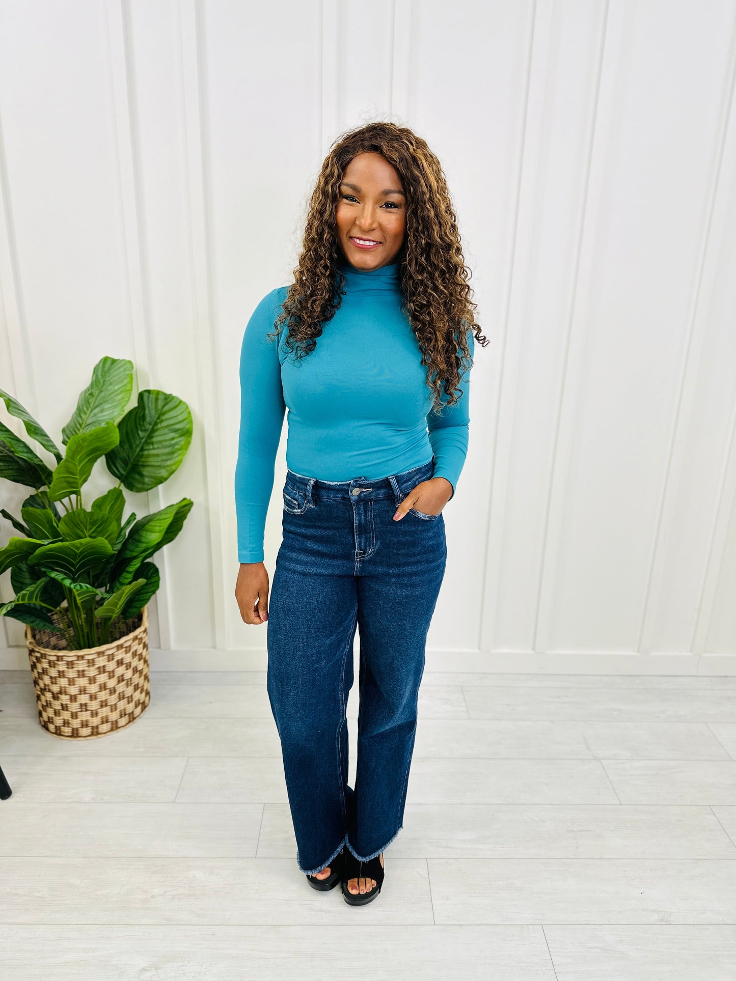 Seamless Mock Neck Long Sleeve Shapewear Top in Multiple Colors