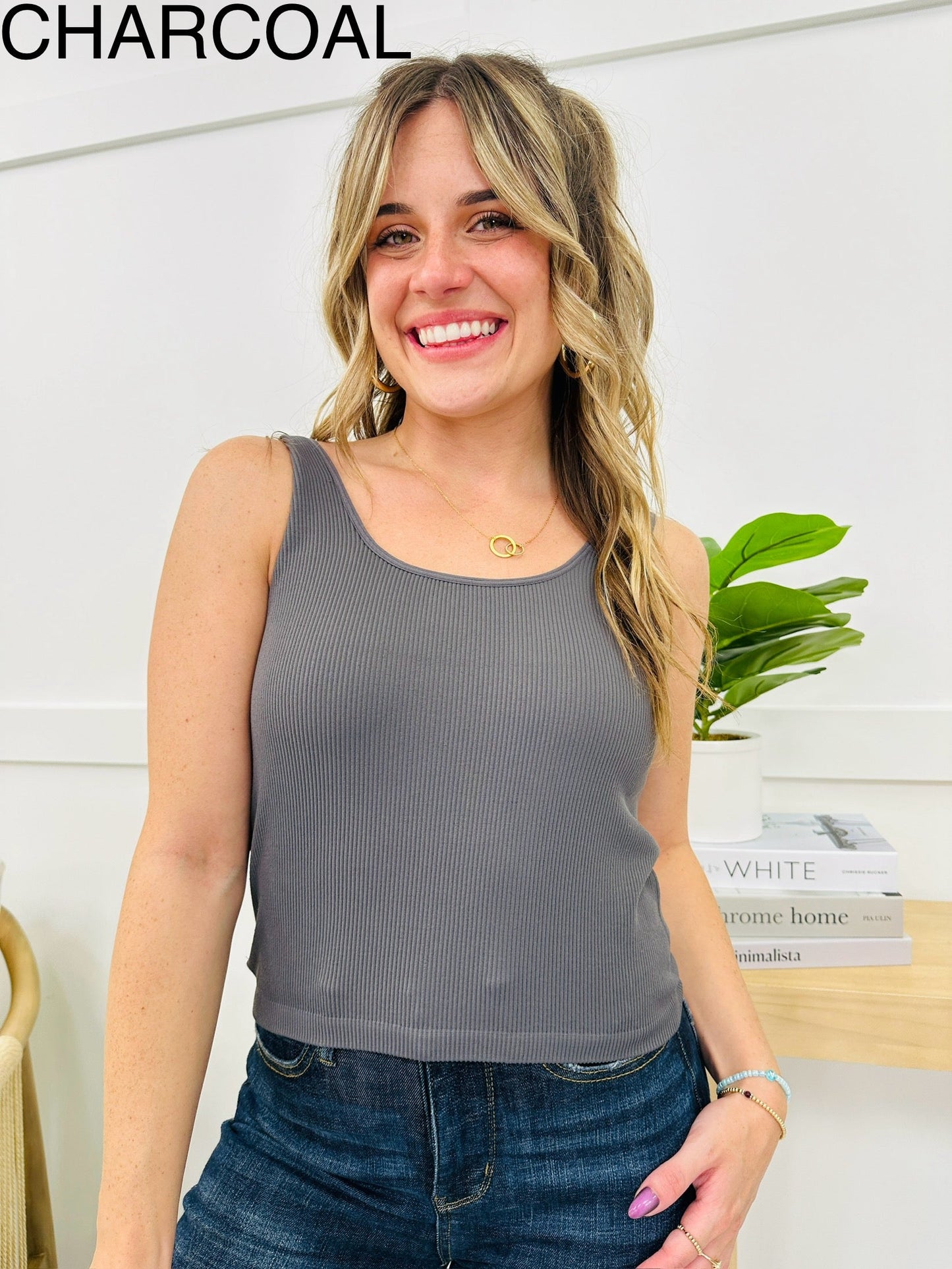 Reversible Ribbed Seamless Shapewear Tank Top in Multiple Colors