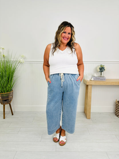 Drawn To You Cropped Wide Leg Featherweight Lounge Jeans