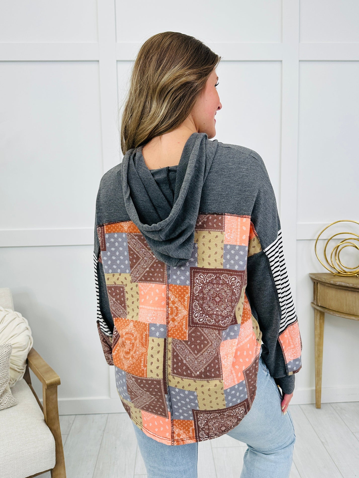 Patchwork Path Hoodie in Charcoal