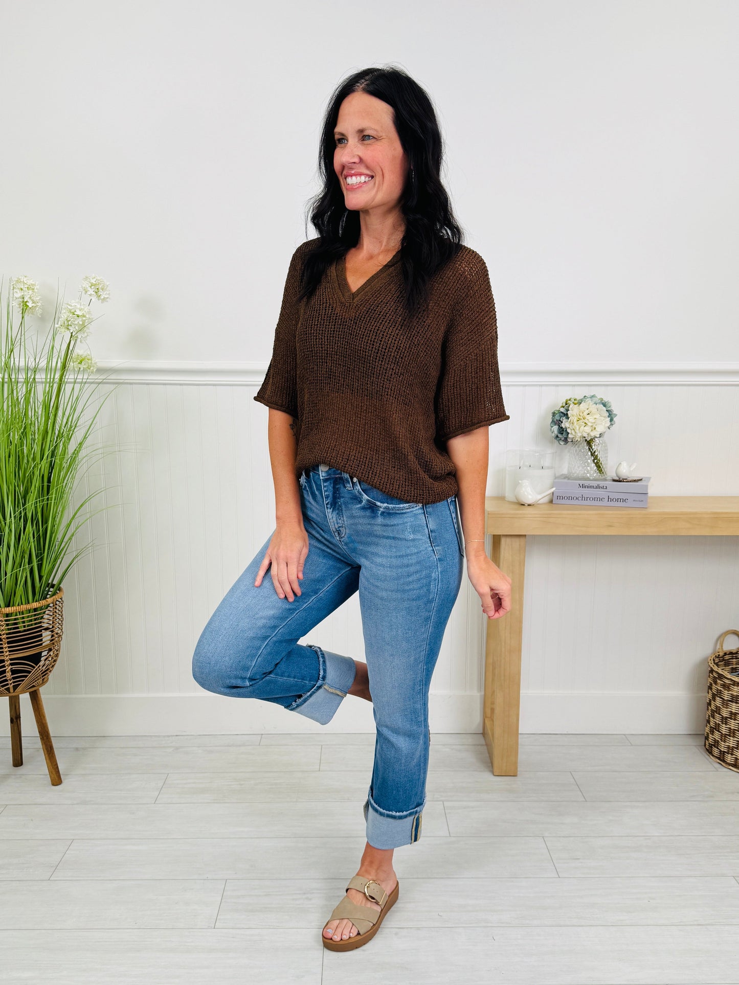 Show Up In Style Tummy Control Cropped Straight Jeans