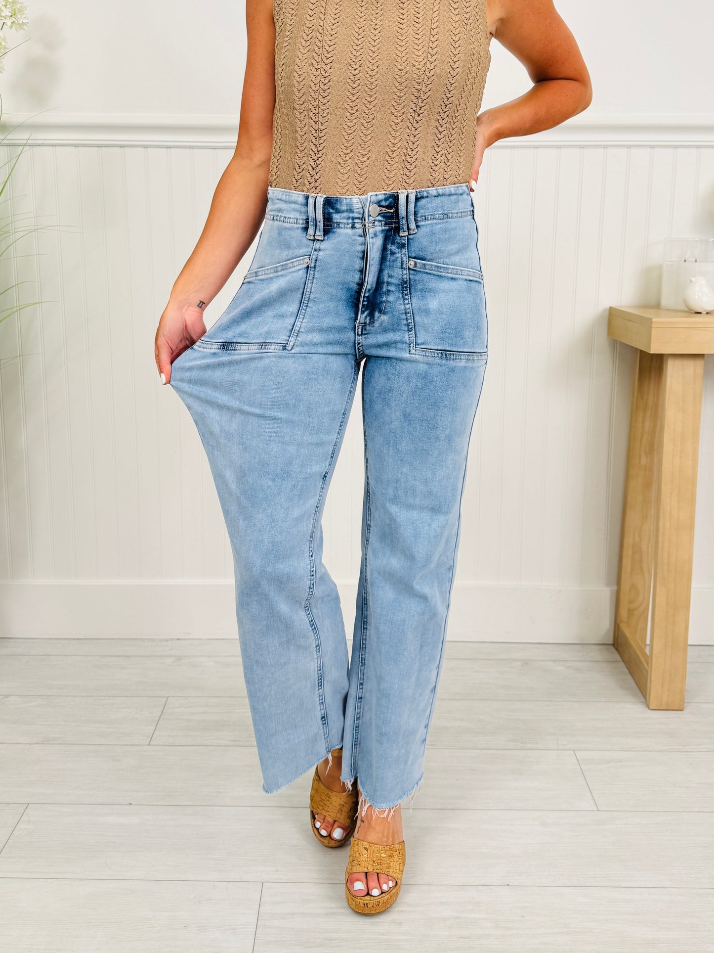 Summer Mood Cropped Wide Leg Jeans