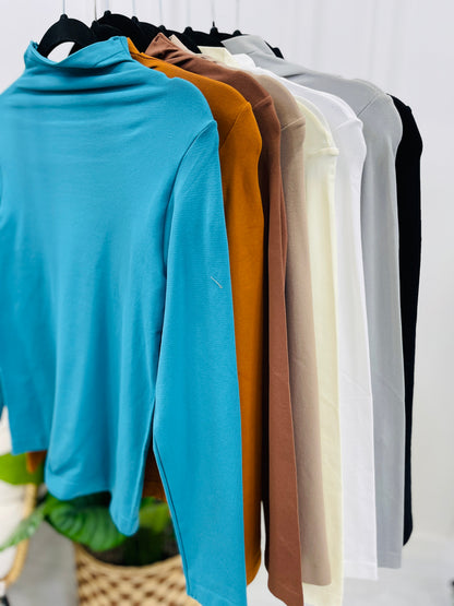 Seamless Mock Neck Long Sleeve Shapewear Top in Multiple Colors