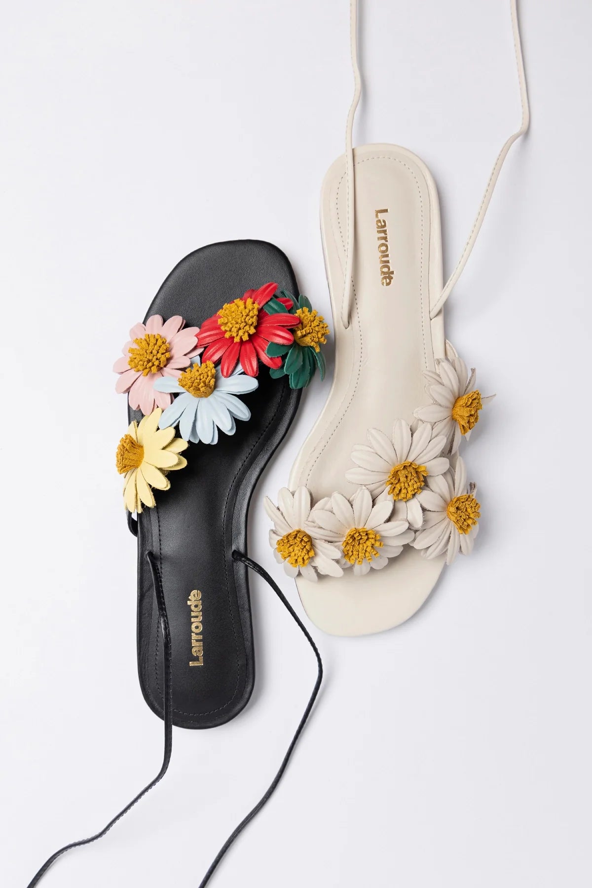 Fiore Flat Sandal Ivory Leather