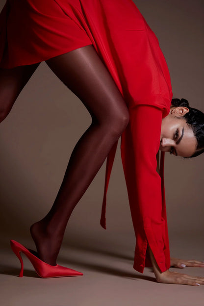 Larroudé by Nicolò B. Inna Mule In Scarlet Satin
