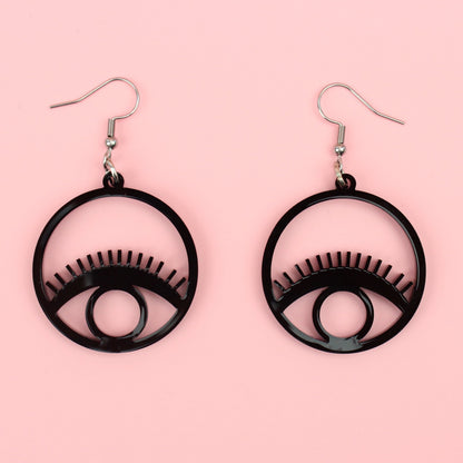 Black Circle Eye Earrings