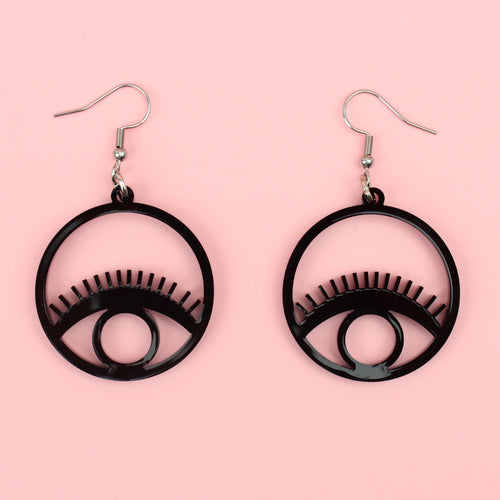 Black Circle Eye Earrings