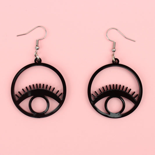 Black Circle Eye Earrings