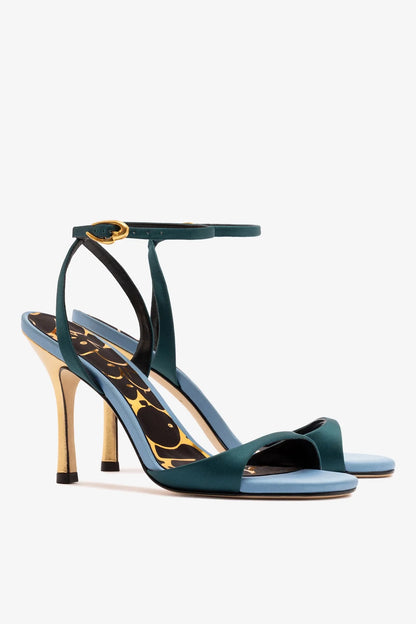 Freya Sandal Teal Satin