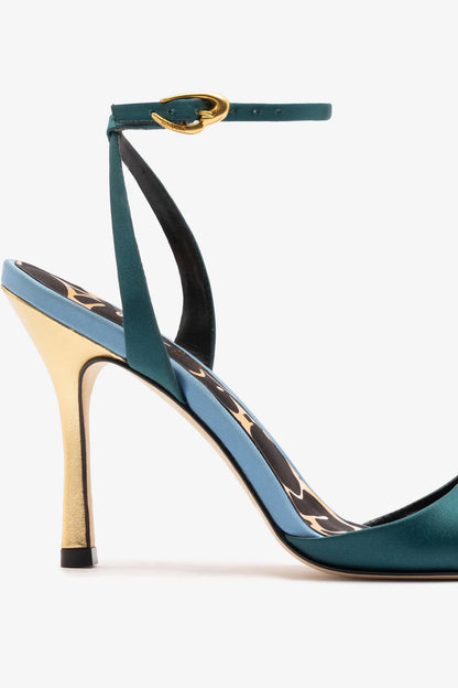 Freya Sandal Teal Satin