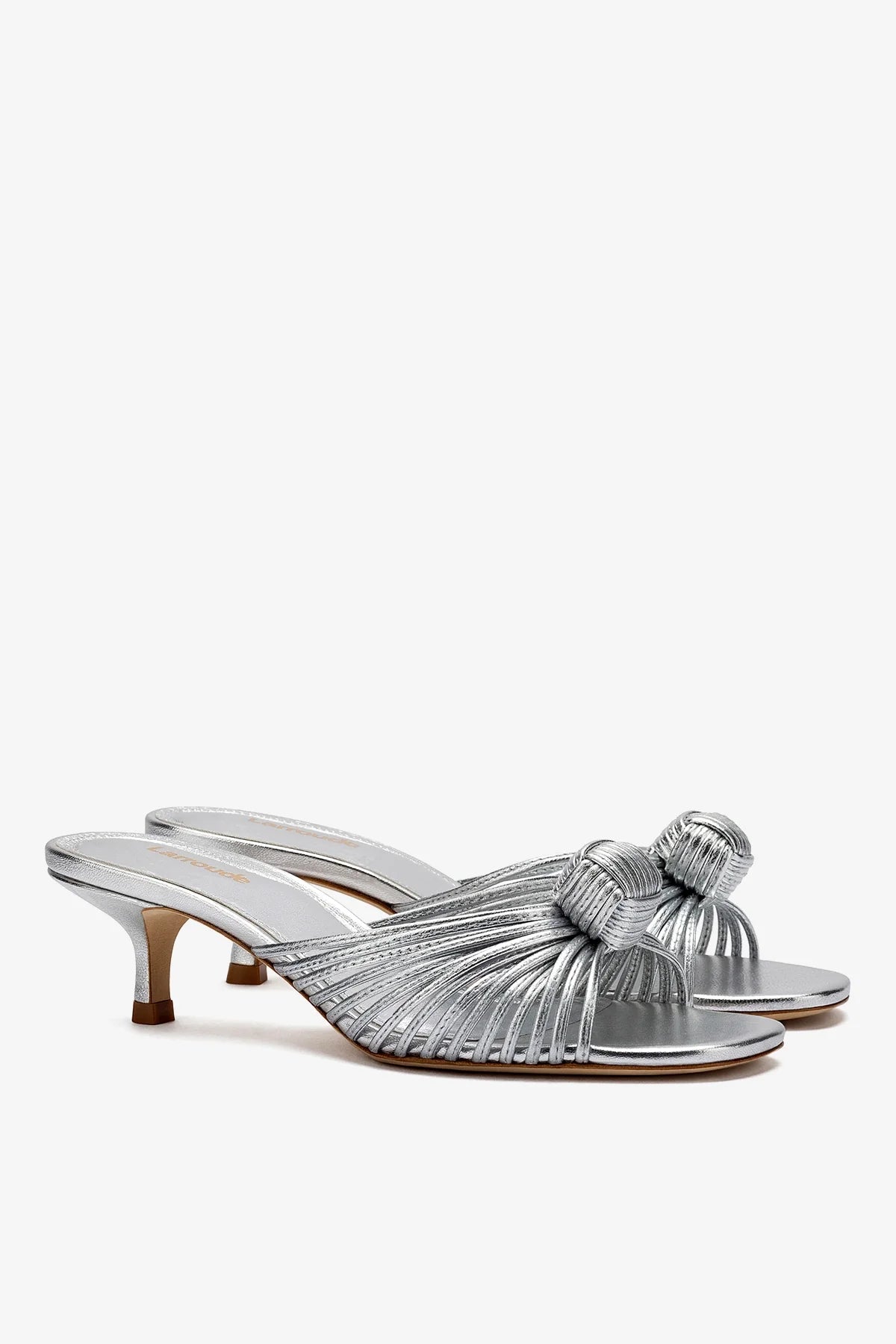 Valerie Mule In Silver Metallic Leather