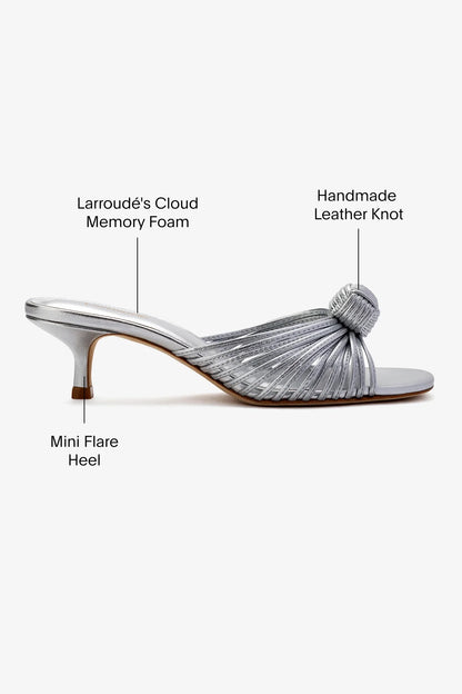 Valerie Mule In Silver Metallic Leather