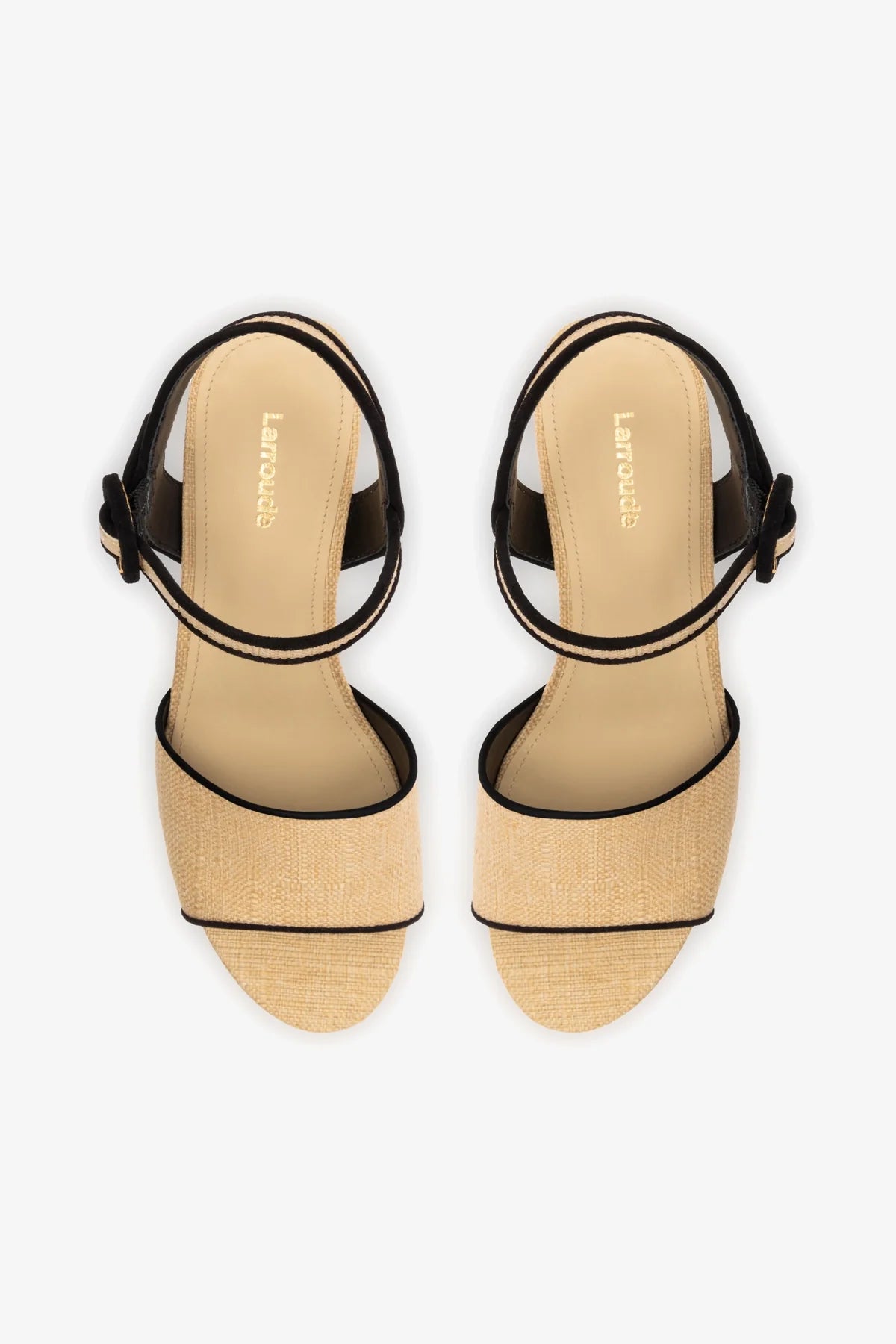 Miso Sandal In Beige Raffia and Black Trimming