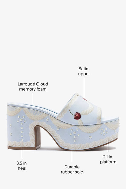 Larroudé x Tanner Fletcher: Miso Cake Mule Blue Satin