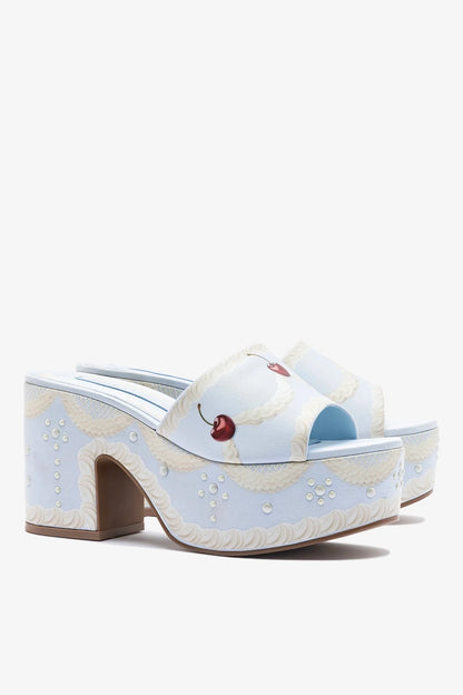 Larroudé x Tanner Fletcher: Miso Cake Mule Blue Satin
