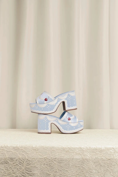 Larroudé x Tanner Fletcher: Miso Cake Mule Blue Satin