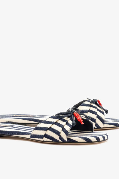 Bardot Flat Navy Striped Canvas