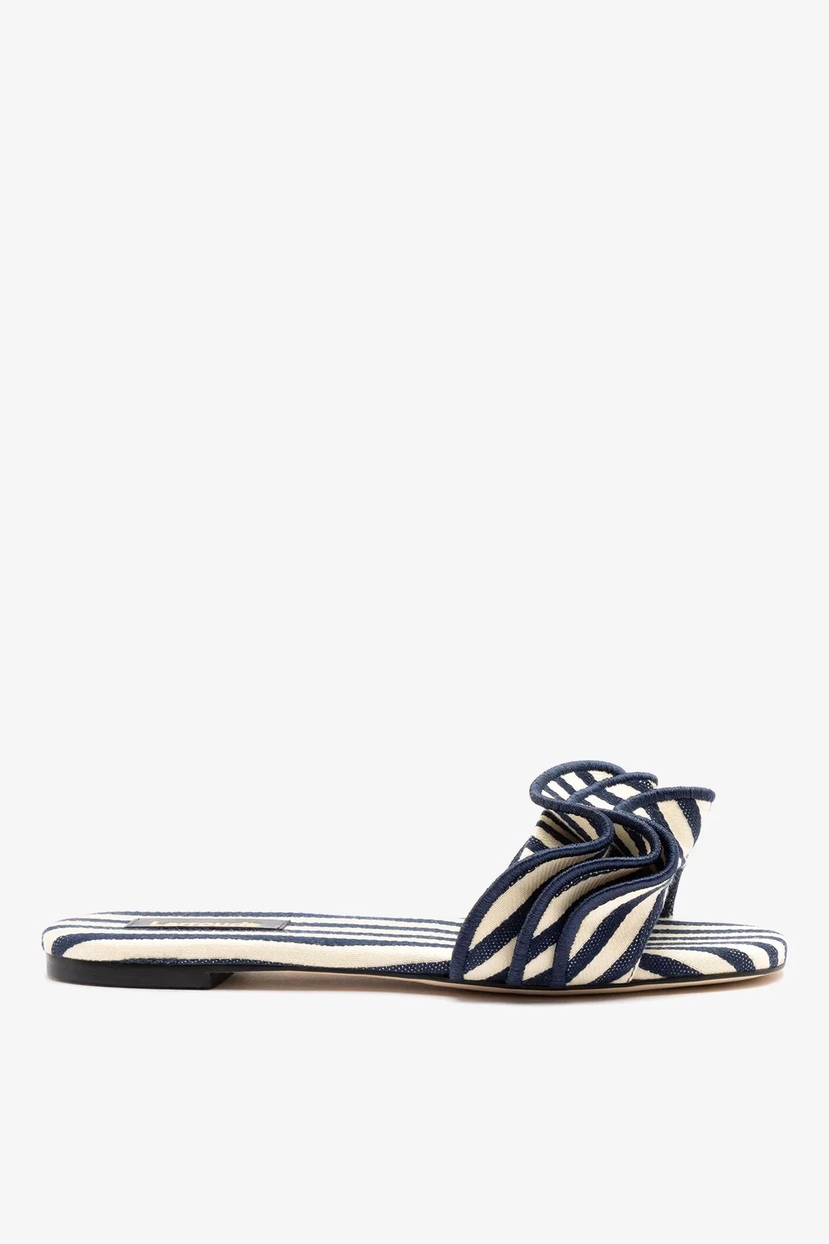 Ivy Ruffle Flat Navy Striped Canva