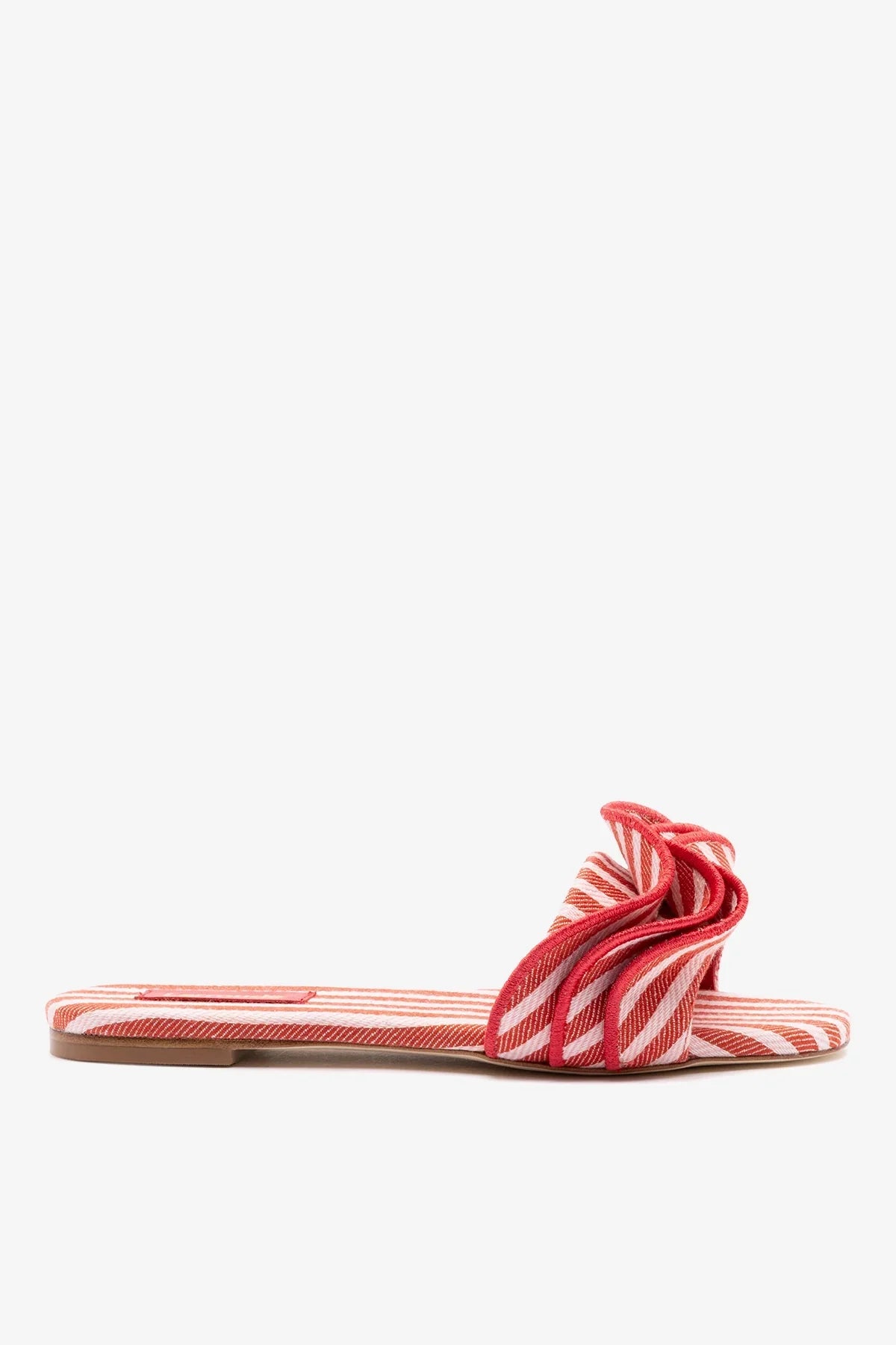Ivy Ruffle Flat Carmine Striped Canva