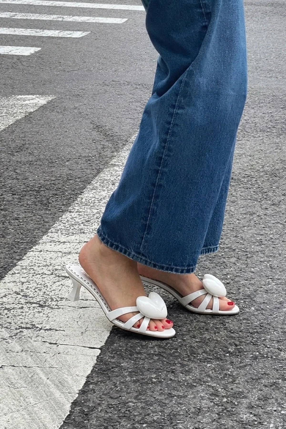 Amore Mule White Patent Leather