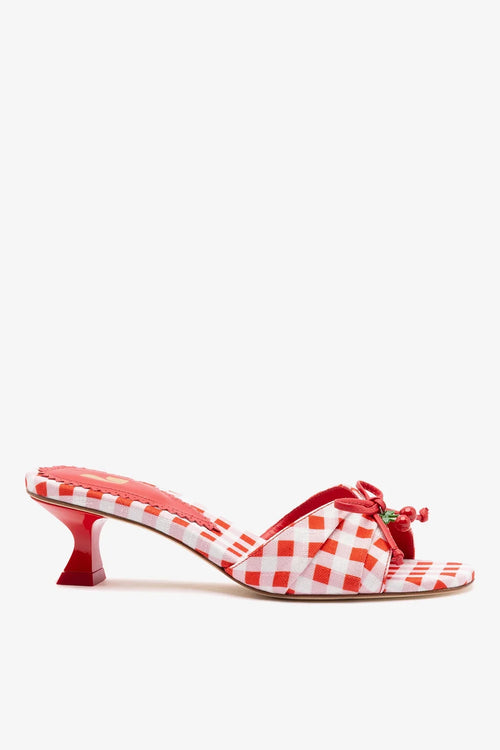 Bardot Mule Scarlet Printed Fabric