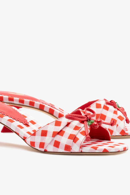 Bardot Mule Scarlet Printed Fabric