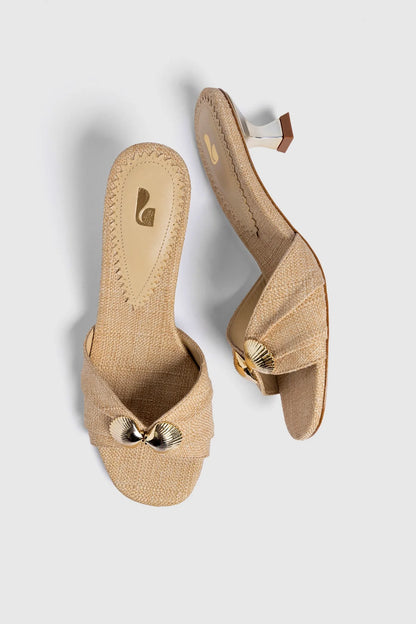 Coquile Mule Beige Raffia