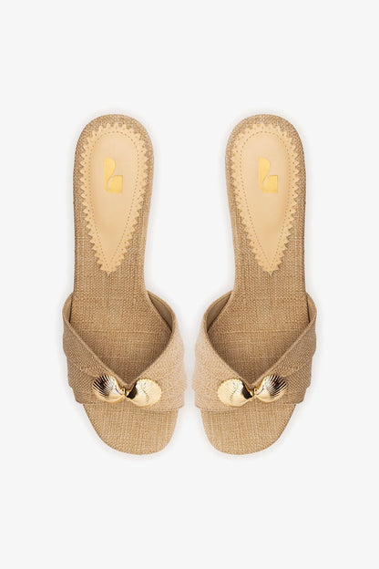 Coquile Mule Beige Raffia