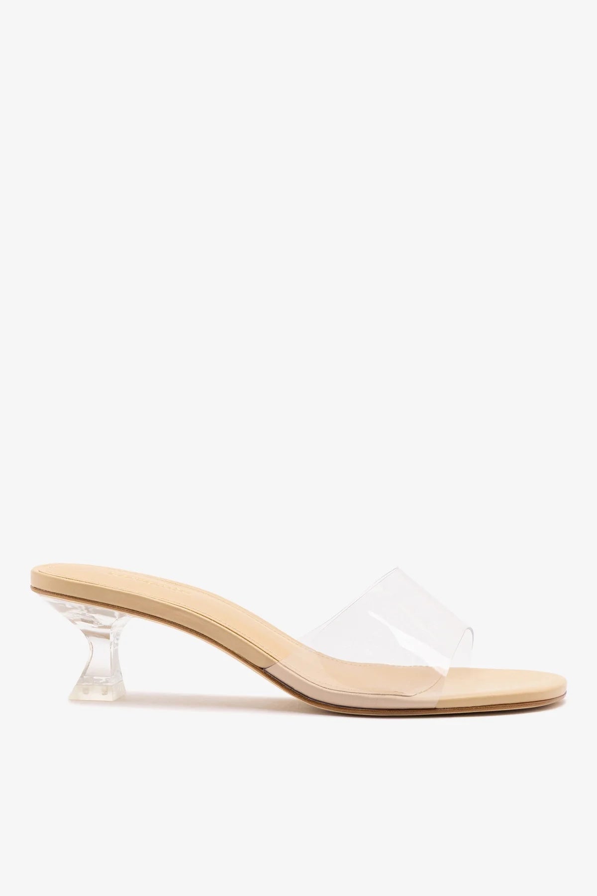 Vivi Lucite Clear Mule Sand Leather