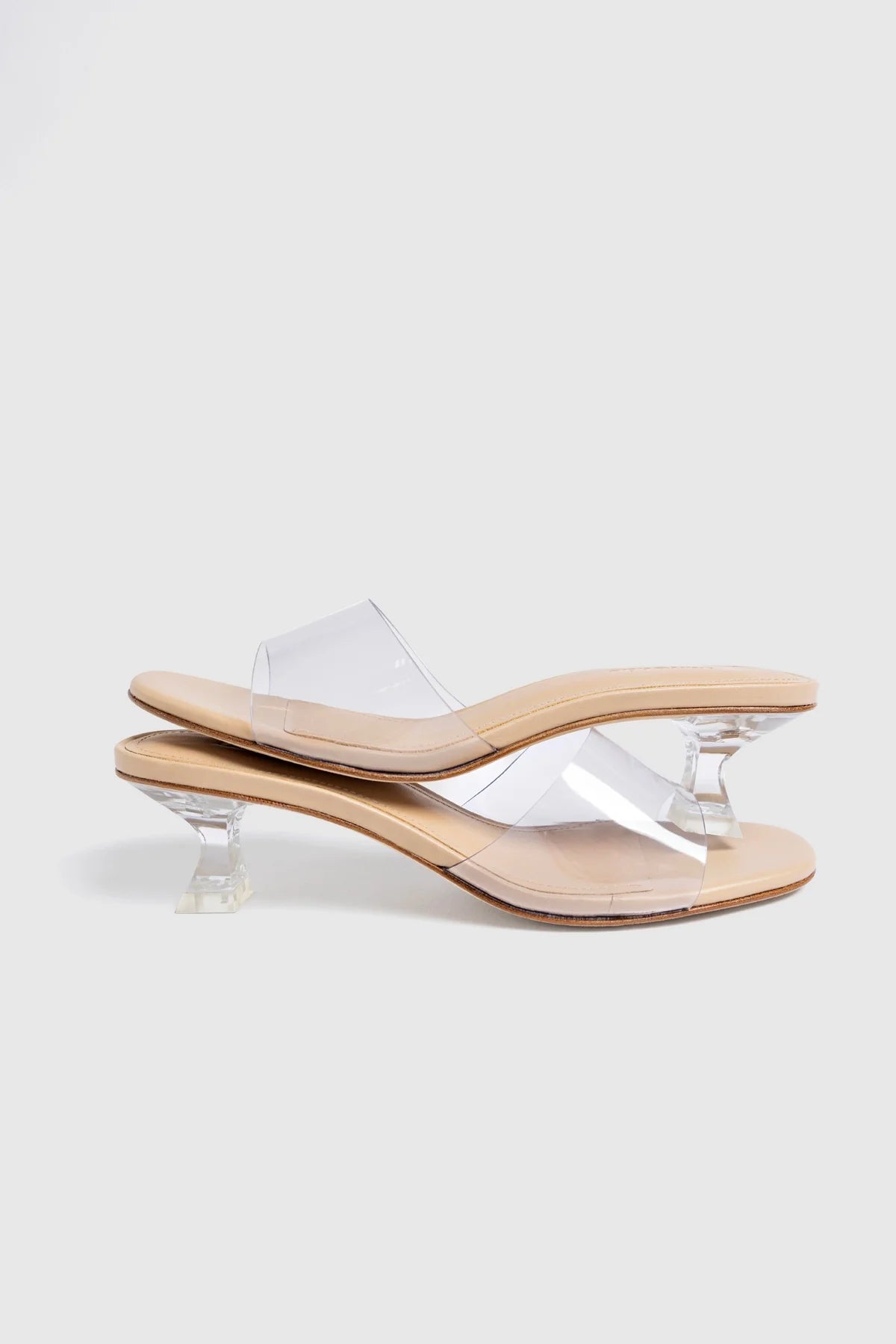 Vivi Lucite Clear Mule Sand Leather
