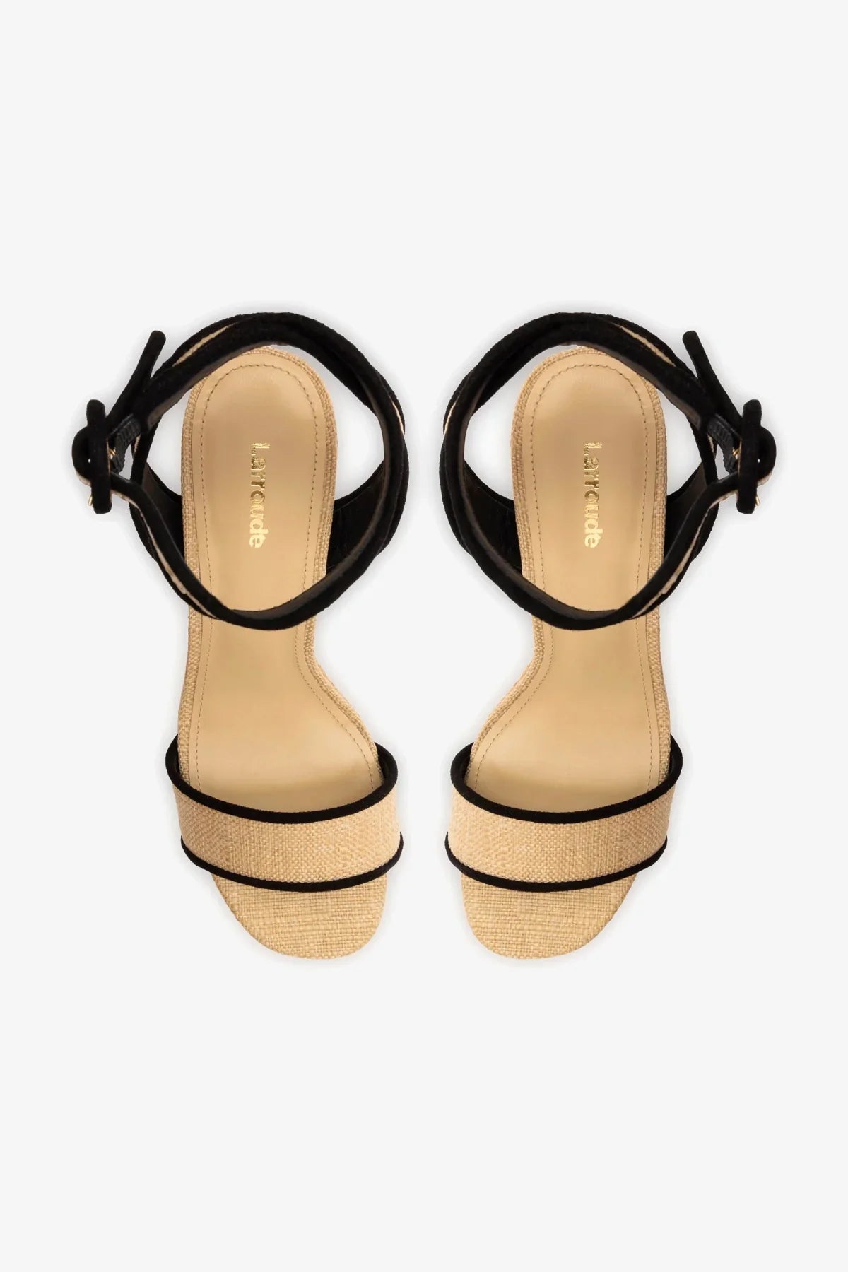 Dolly Sandal In Beige Raffia and Black Trimming
