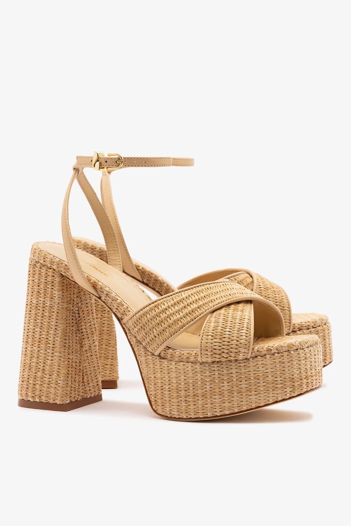 Dolly X Platform Sandal In Natural Raffia