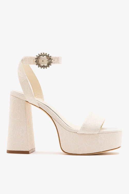 Larroudé x Markarian: Dolly Platform Sandal White Lace